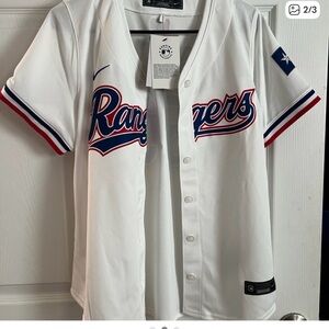 Nike White and Blue Women's Jersey